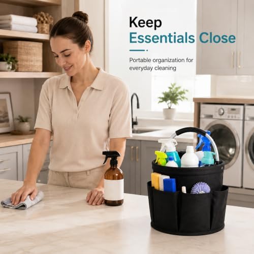 Cleaning Caddy with Handle, 17L Cleaning Products Organiser, Foldable Storage - Image 4