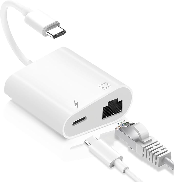 USB C to Ethernet Adapter, 2-in-1 USB C to RJ45 Ethernet Adapter by MTIQHS