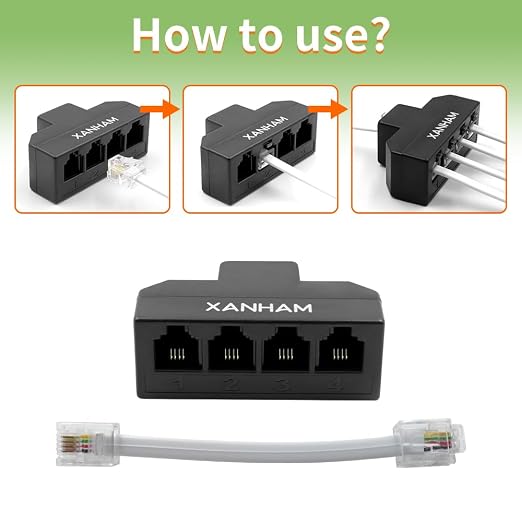RJ11 Cable 4 Way Splitter 6P4C Connector Phone Line Cord Adapter - Image 5