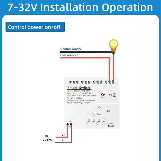 Zigbee Temperature Monitor Controller, 4 Channel 12V Tuya app Remote Dry - Image 3