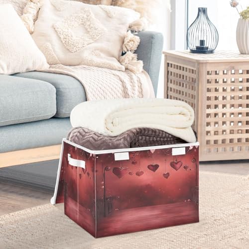 Bolaz Storage Bins with Lids and Handles, Valentine Background Dark Heat - Image 5