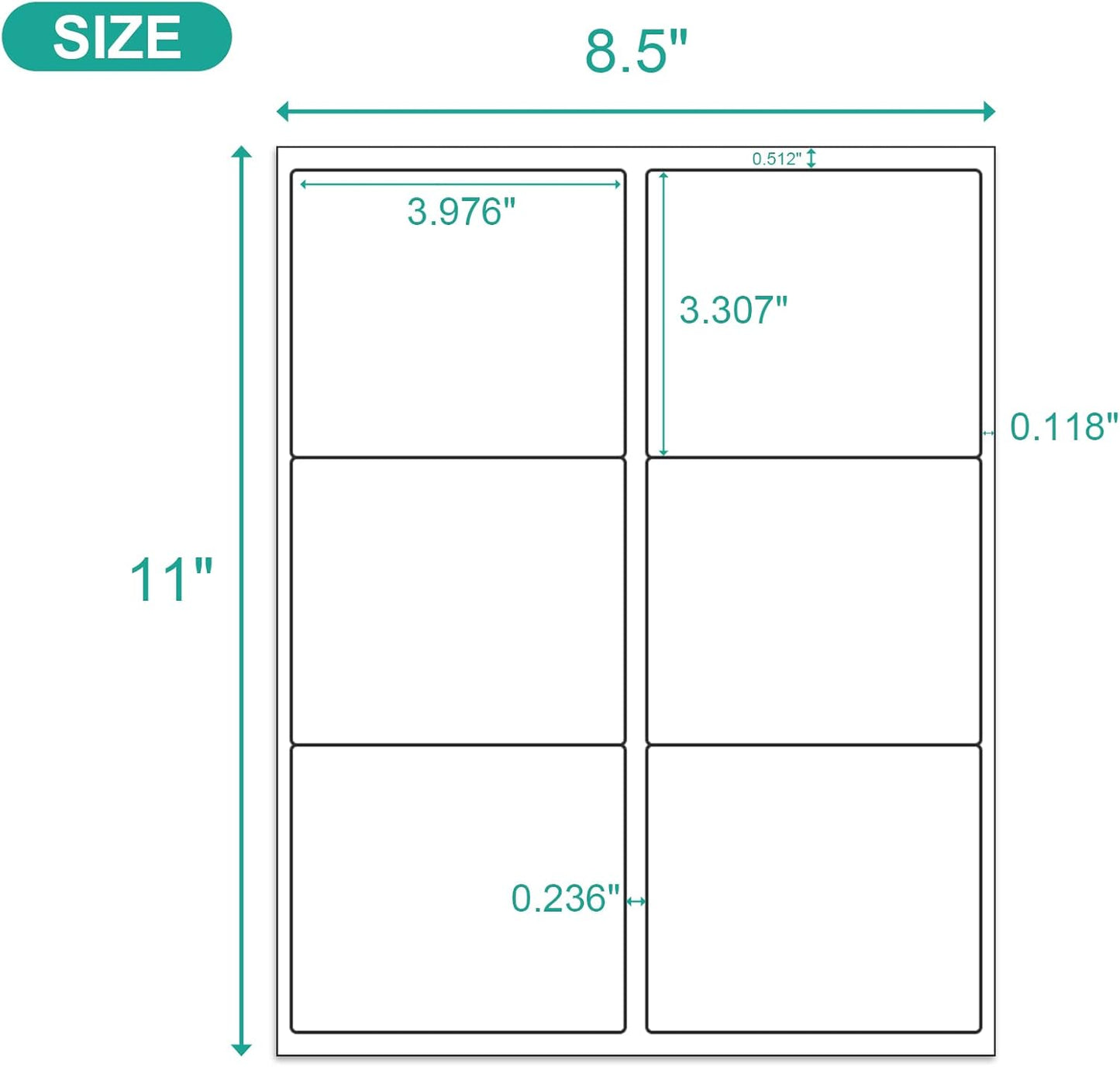 MFLABEL 3-1/3" x 4" Shipping Address Labels, FBA Labels, 6-UP Sticker Labels, White Shipping Labels, Easy to Peel, Address Labels for Laser/Ink Jet Printer, 6 Per Page (1500 Labels, 250 Sheets)