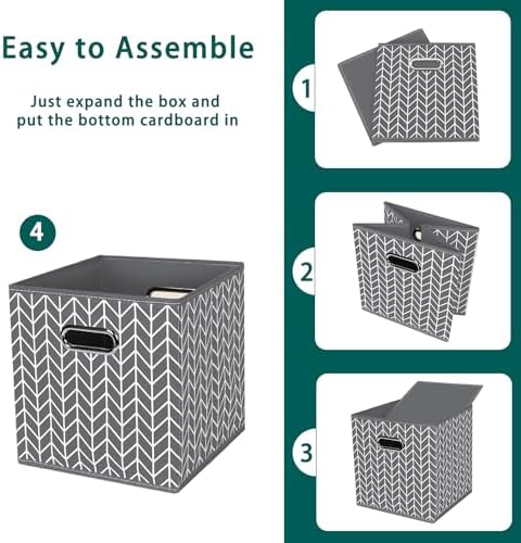 Black Foldable Storage Cubes Bins, Fabric Storage Box Cubes Organizer Baskets - Image 6
