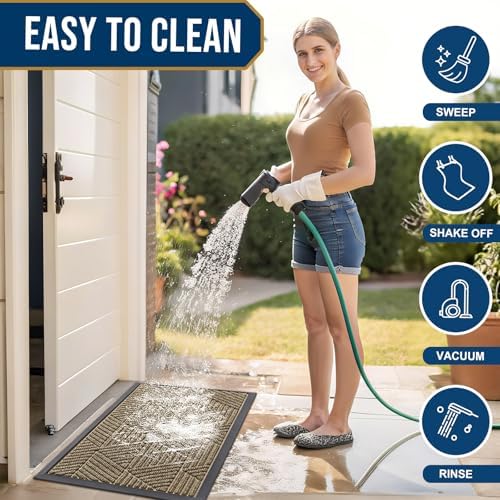 Smiry Front Door Mat Outside Entrance, Low Profile Rubber Doormat - Image 6