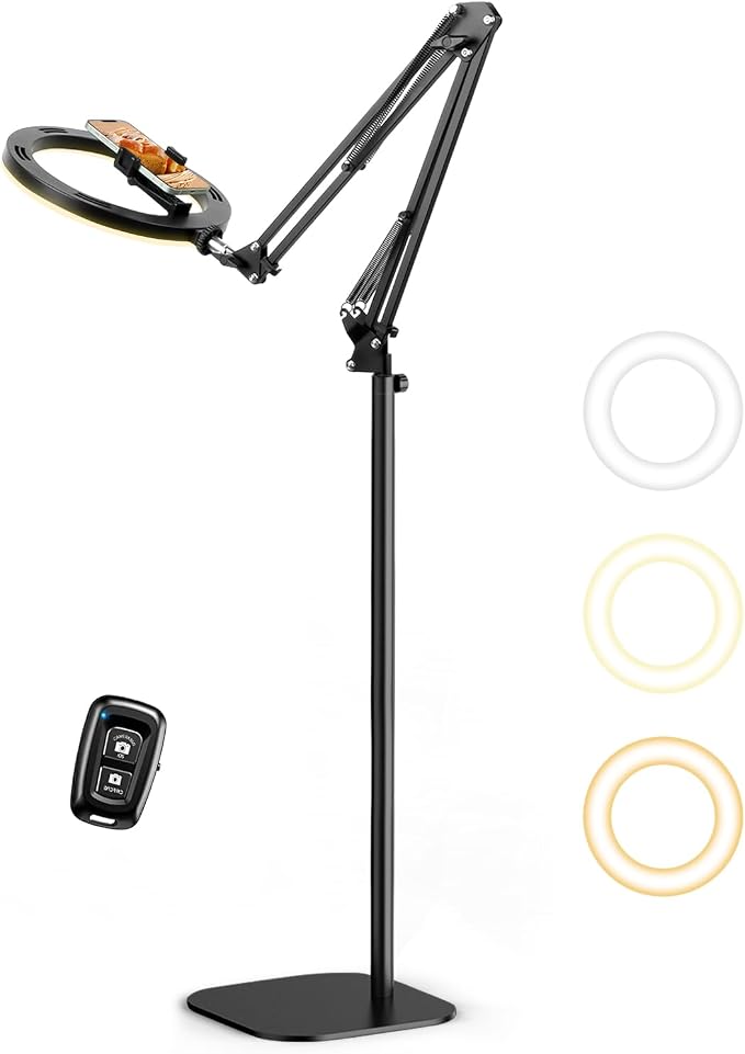Ring Light with Stand Tripod for iPhone – Evershop 10” Overhead Camera Mount - Image 9