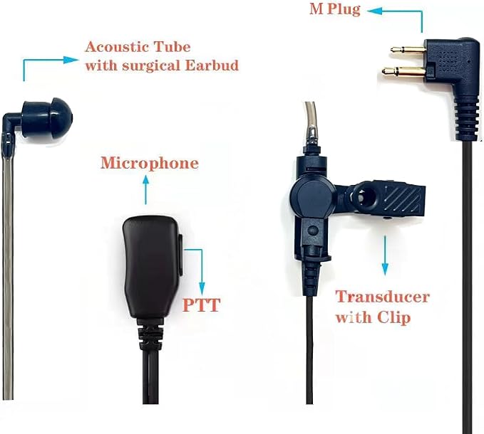 Walkie Talkies Earpieces with Mic 2 Pin Covert Air Acoustic Tube Headset - Image 3