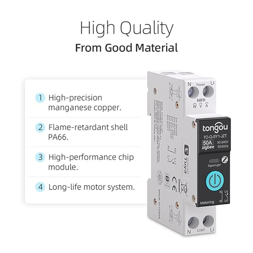 TONGOU ZigBee DIY Smart Switch 50A| DIN Rail Switch| 1P+N 90-240VAC| Real-time - Image 5