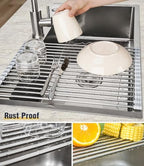 Tomorotec Roll Up Dish Drying Rack Over Sink, 304 Steel - Image 2
