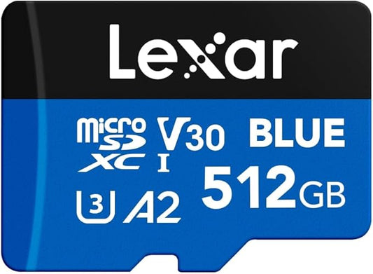 Lexar 512GB Blue Micro SD Card Up to 160MB/s, microSDXC UHS-I Memory Card by Lexar