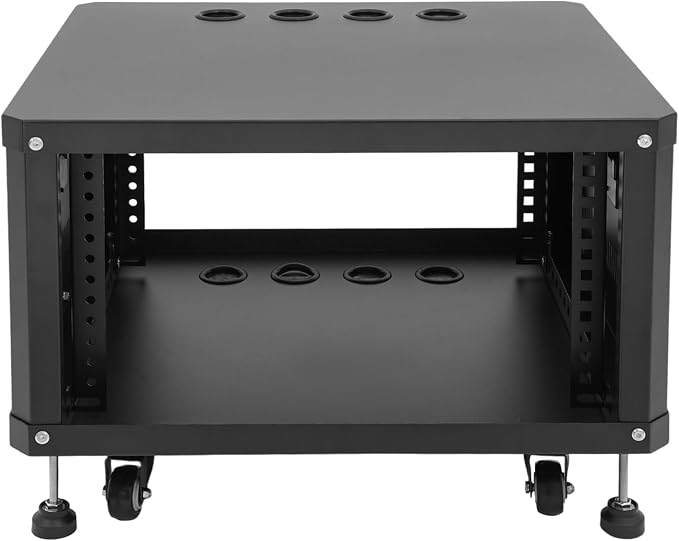 6U Stereo & Studio Rack with Wheels, Open Frame Audio Rack Cabinet, Rolling - Image 6