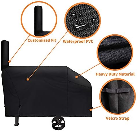 i COVER 66 Inch Offset Smoker Cover, 600D Pellet Grill Cover, Heavy Duty BBQ - Image 2