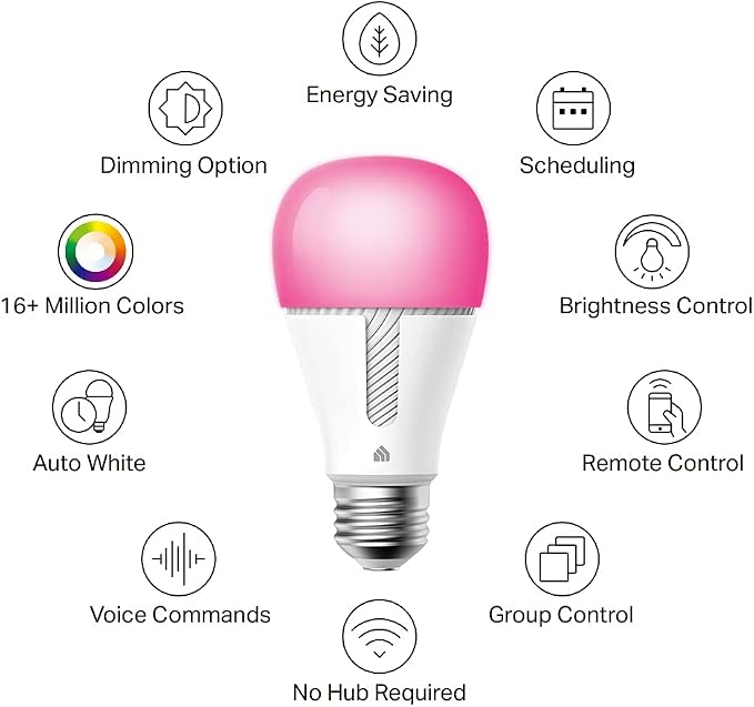 Kasa Smart Light Bulbs, 1000 Lumens High Brightness, 16M Color Changing - Image 2