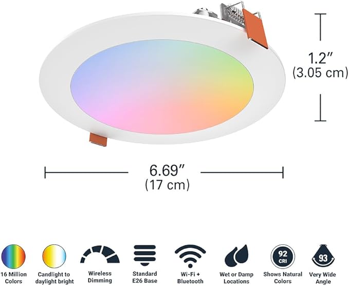 HALO HLB6099WZRGBWMWR 6” Smart Wi-Fi Slim Canless LED Downlight Powered by WiZ - Image 3