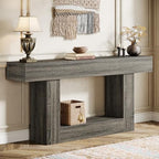 Tribesigns 63" Console Table, Farmhouse 2-Tier Entryway Table by Tribesigns