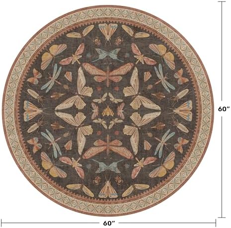 Boho Brown Round Rug 5ft, Soft Washable Throw Carpet - Image 2