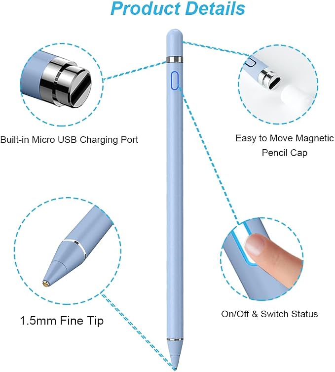DOGAIN Active Stylus Pen for Touchscreen, iPad Pencil 1.5mm Fine Point Pen - Image 2