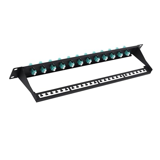 1U Fiber Patch Panel with 12 LC OM3/OM4 Multimode Fiber Optic Couplers by FiberOpticalAccessories