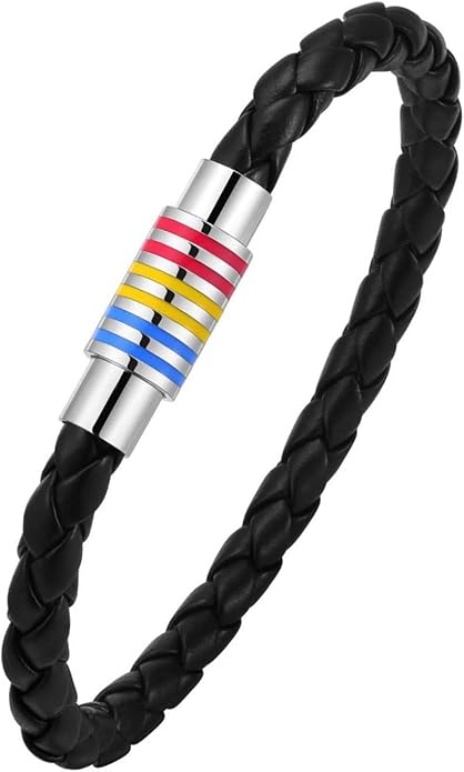 Nanafast Titanium Stainless Steel Rainbow LGBT Pride Bracelet Handmade Braided by Nanafast