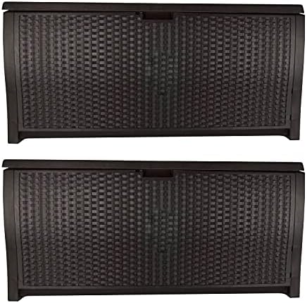 Suncast 99 Gallon Plastic Wicker Deck Box Container Storage by Unknown