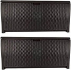 Suncast 99 Gallon Plastic Wicker Deck Box Container Storage by Unknown