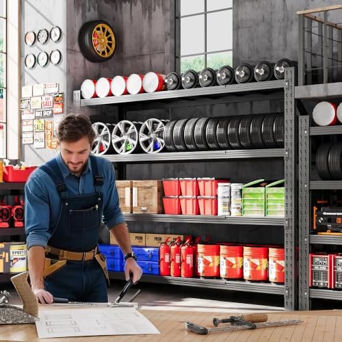 79” Wide Heavy Duty Metal Garage Shelving, Adjustable Storage Shelf - Image 4
