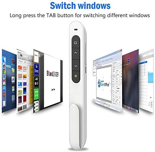 DinoFire White Wireless Presenter, Volume Control Presentation Clicker - Image 6