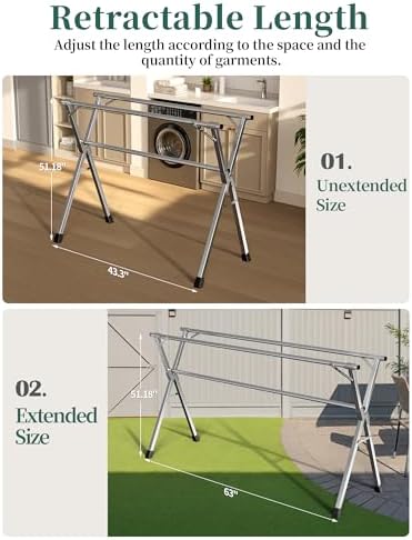 Folding Stainless Steel Laundry Drying Rack 63 Inches - Image 2