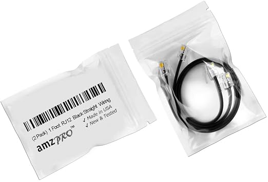 AmzDeals 2-Pack 1 Foot Black RJ12 6P6C Straight Wired Cable, Pro Grade Data and - Image 5