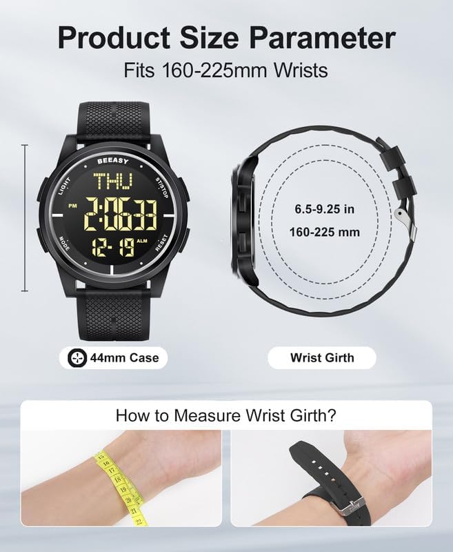 Beeasy Digital Watch for Men Women, 50M Waterproof, Ultra-Thin & Lightweight - Image 6