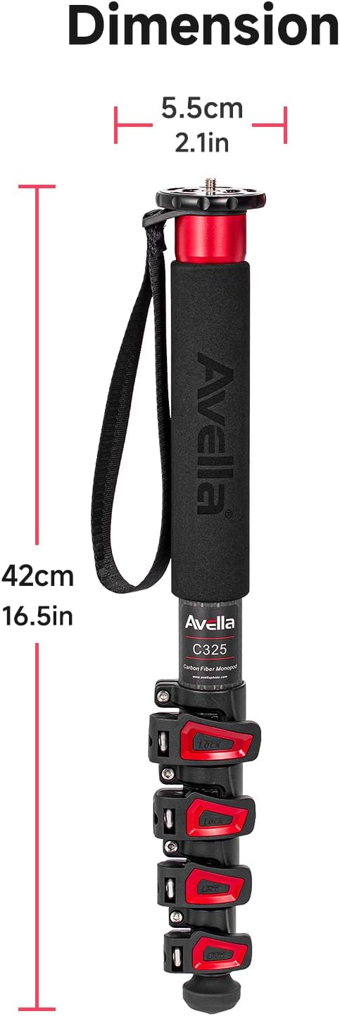 Avella C325 58 Inch Carbon Fiber Camera Monopod Professional Telescopic Monopods - Image 9