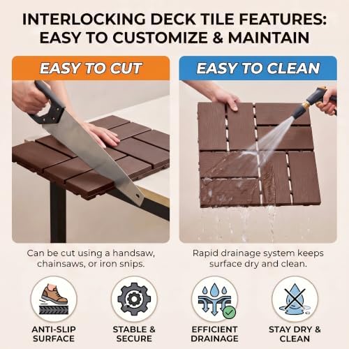 44 PCS 12"x12" Interlocking Deck Tiles - Image 5