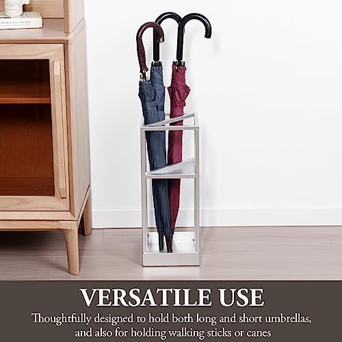 MyGift 20 Inch Tall Modern Silver Tone Metal Geometric Freestanding Entryway - Image 3