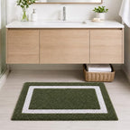 Color&Geometry Green Bathroom Rugs 30x20, Extra Soft Absorbent Microfiber Bath - Image 3
