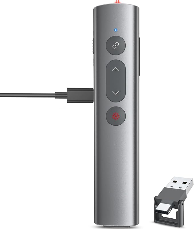 Wireless Presentation Clicker PowerPoint Remote: USB C A Presenter PPT Power by UBUYONE%C2%AE