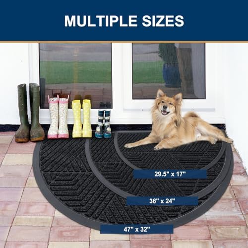 Smiry Half Circle Front Door Mat Outside Entrance, Rubber Doormat - Image 2