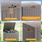 KAMABOKO Outdoor Storage Box, 32 Gallon Deck Box Outdoor Waterproof Small - Image 3