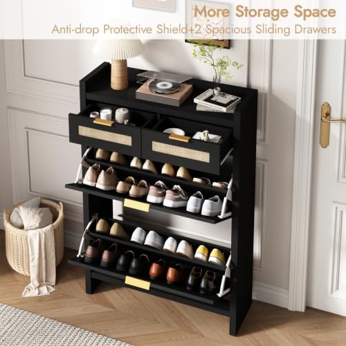 HOKYHOKY Rattan Shoe Storage Cabinet - Image 3