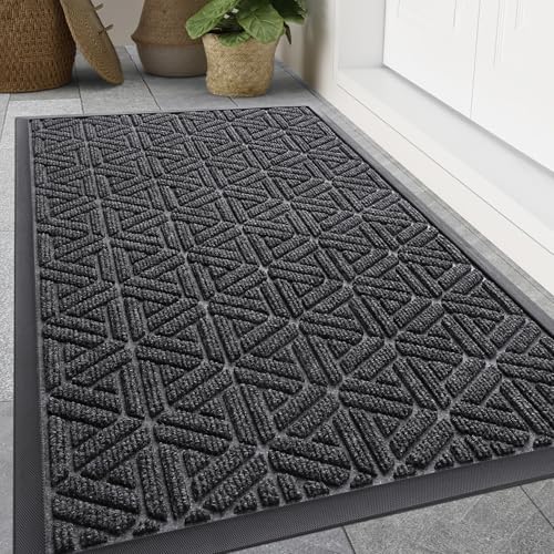 Smiry Front Door Mat Outside Entrance, Low Profile Rubber Doormat by Smiry