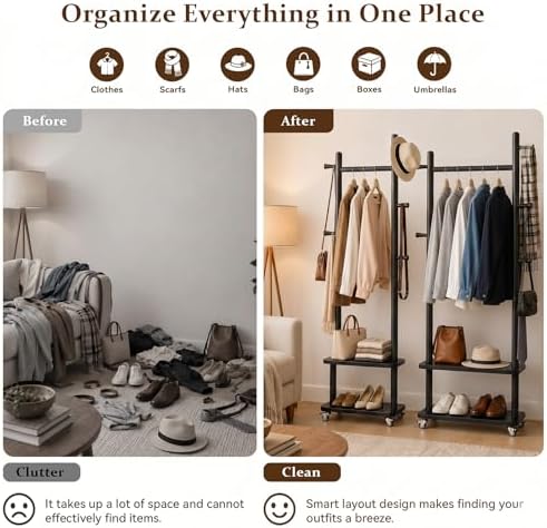 Taitiy Coat Rack Freestanding Solid Wood Clothes Rack - Image 3
