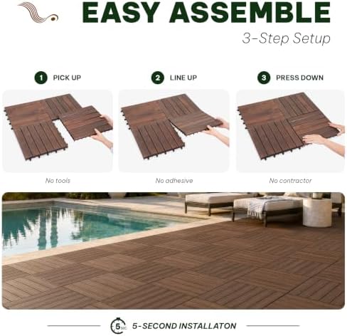Acacia Interlocking Deck Tiles, 6 Slats - Image 4