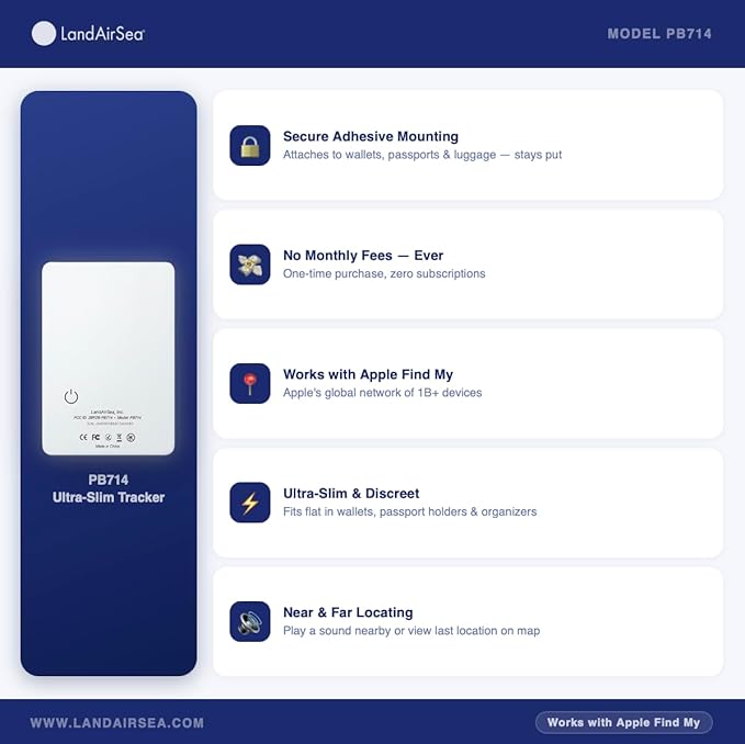 LandAirSea PB714 – Ultra-Slim Apple Find My Wallet Tracker - Image 6