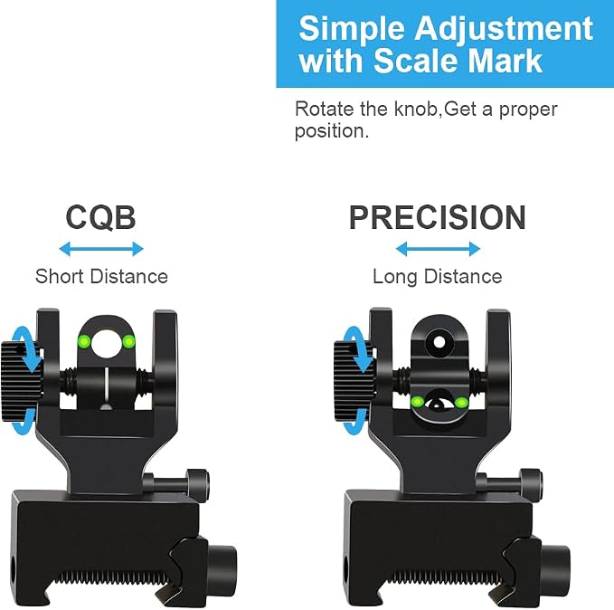 Fiber Optic Flip Up Iron Sights Picatinny Rail Mounted Front and Rear Backup - Image 2