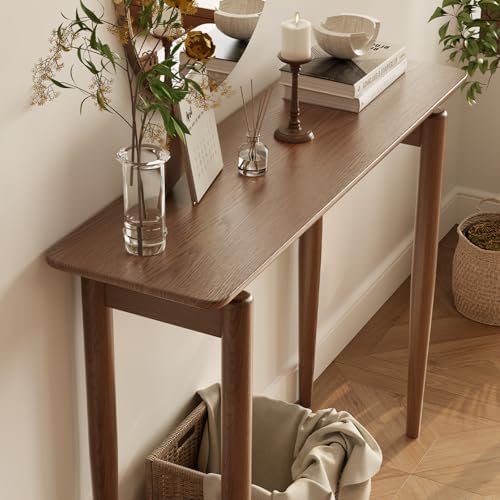 AQIMUELE Wood Console Table Walnut Entryway Table, Thin Console Table, Sofa - Image 6