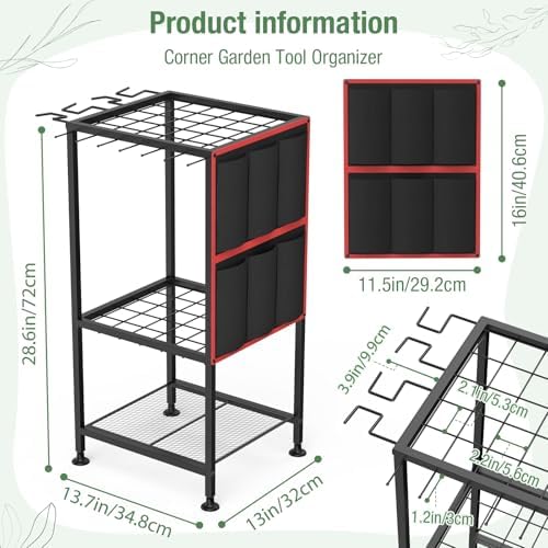 Garden Tool Organizer, Metal Yard Tool Organizer, Holds 50 Long-Handled - Image 2