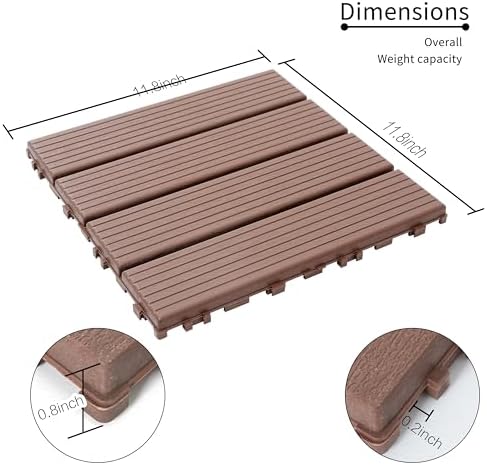 Plastic Interlocking Deck Tiles, 44 Pack Patio Deck Tiles, Patio Floor Decking - Image 4