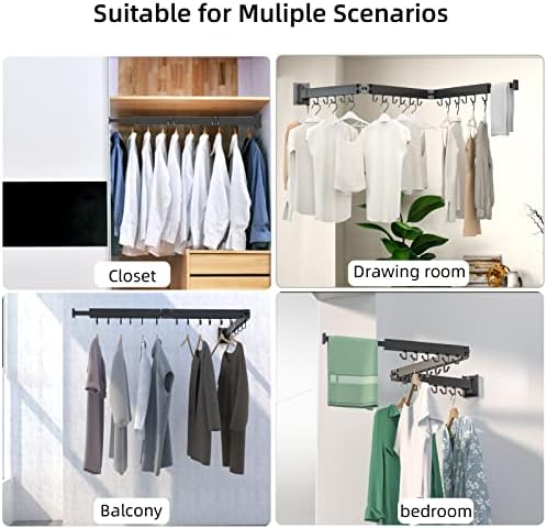Kelisiting Foldable Clothes Drying Rack, 2 Fold Laundry Drying Rack Wall Mount - Image 2