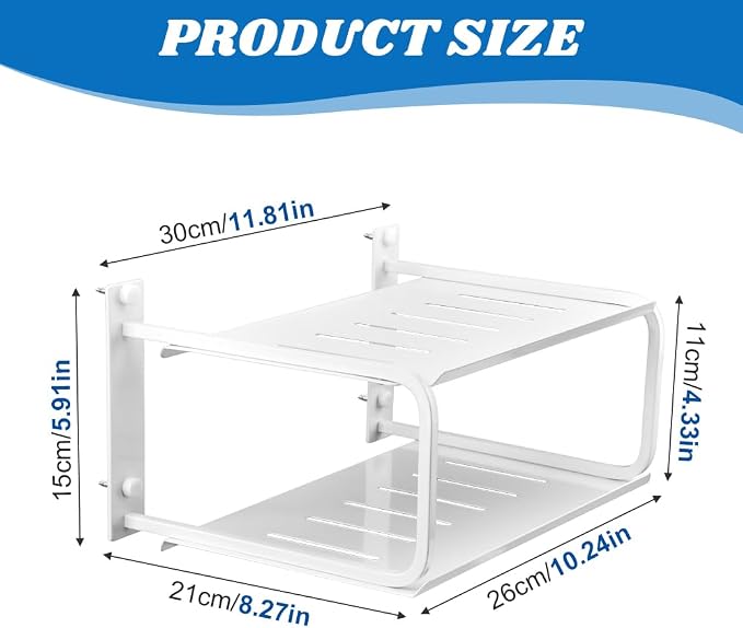 Tookie 2 Layers Projector Shelf, Wall Mount Double Floating Shelf Under TV - Image 3