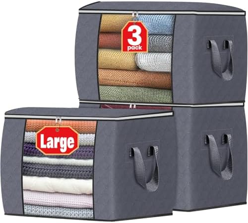 Fab totes 90L Clothes Storage, Foldable Thick Fabric Blanket Storage Bags by Fabtotes