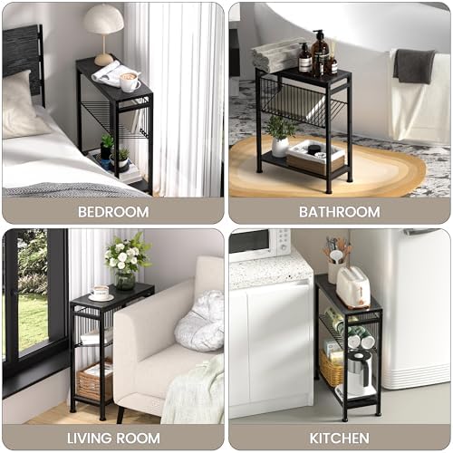 End Table Set of 2 for Small Space, 3-Tier Narrow Side Table - Image 4