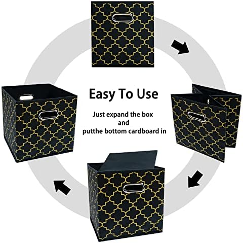 Black Foldable Storage Cubes Bins, Fabric Storage Box Cubes Organizer Baskets - Image 6